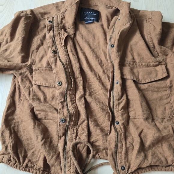Sanctuary Cropped Linen Blend Jacket Size Large - Picture 6 of 8
